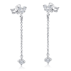 Charming CZ Stone With Chain Drop Earring Stud STS-5550